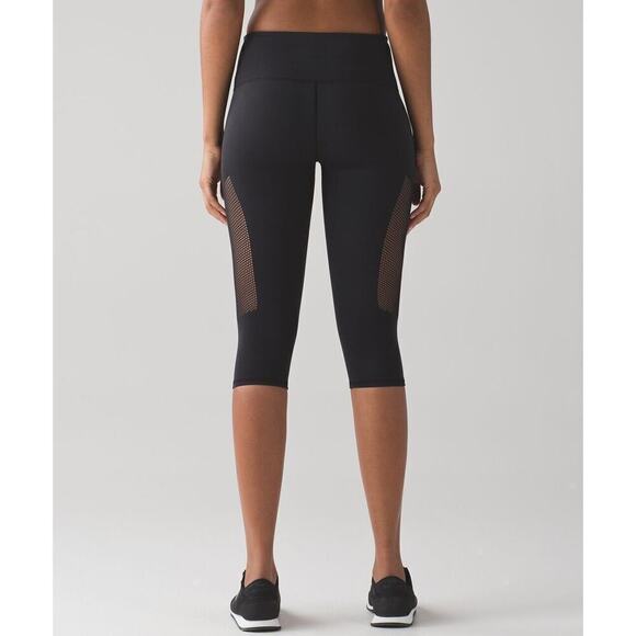 Lululemon Leggings Reveal Crop 15" Yoga Vent Seamless Women's XS Black - Picture 5 of 11